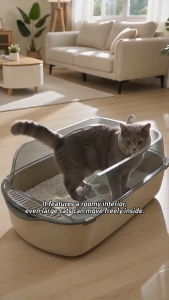 Large Cat Litter Box With Scoop Large Cat Toilet Easy To Clean Leak Proof Anti Spill Cat Sand Basin