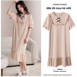 MiiOW | Váy ngủ cotton nguyên chất MiiOW dành cho nữ mùa hè 2025 Váy ngủ thoải mái nhẹ thoáng khí có thể mặc ngoài trời Quần áo mặc nhà
