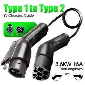 Cáp Sạc Xe Điện J1772 16A 32A Đầu Nối Đực Cái Chiều Dài 3M/3.5M/4M Dùng Cho Trạm Sạc Công Cộng Chất Liệu ABS+nhựa Đạt Chuẩn IP54