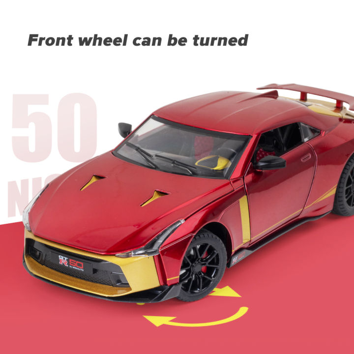 LEO 1:24 Nissan GT-R50 Alloy Car Model Light & Sound Effect Diecast Car ...