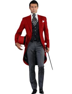 Mens 3-Piece Solid Long Tailcoat Tuxedo Set Formal Wedding Groom Clothing Jacket Pants Vest for Prom Party Fashion Male Suits
