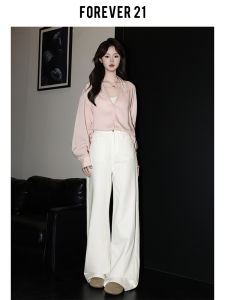 White High Waist Wide Leg Jeans Women Loose Pear Shape Straight Long Pants Forever 21 Design Sensation Autumn New Style