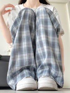 LANMENGYA | High Waisted Slimming Ice Silk Plaid Culottes