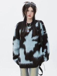 Laid-back Style Dyed Knitted Sweater Womens Loose Slimming Mink Velvet Autumn Winter New Style Overhead Knitted Sweater