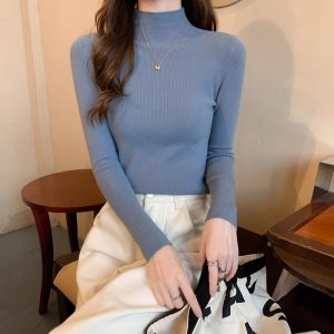 Chic French Style High-Neck Knitwear Sweater