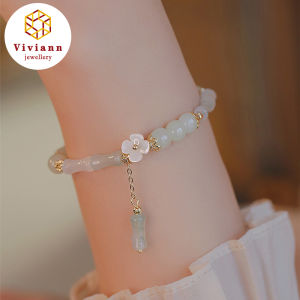 Viviann Original Handmade Hetian Jade Beads Bracelet Equity Fine Women Luxury Jewelry Romantic Girl Gift Olive Jade Bamboo Shapded Beads Adjustable Bracelet Trendy Exquisite Fine Hetian Jade Jewelry Versatile Girly Gift