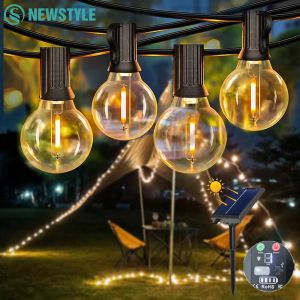 Outdoor Solar String Lights G40 Patio Lights LED Shatterproof Bulbs Waterproofing Weatherproof Solar Hanging Light for Backyard