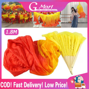 1.8M Silk Belly Dance Fans Dance 100% Real Silk Fans Right Hand Imitation Silk 1.8m Long Dance Fan Hits High Selling Women Quality Silk Belly Dance Fan Dance 100% Real Silk Veils  Long Fan Stage Performance Fans