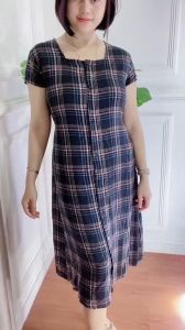 Midi Dress Rayon Kancing Depan Elegant Baju Hang Out Rayon Premium TEBAL