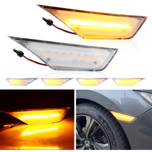 2PCS Smoke/Clear Lens LED Side Marker Indicator Light Turn Signal Lamp For Honda Civic 10th generation 2016-2020 Car Accessories