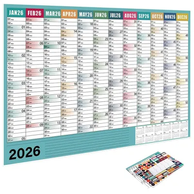 Lịch Treo Tường Lớn 2026 Kích Thước 29x20 Inch Kèm Sticker Kế Hoạch Tháng Dùng Cho Văn Phòng Nhà Ở Trường Học Học Tập Lịch Trình Bảng Ghi Nhớ
