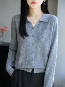 DONGYINUAN | Floral Neck Knit Cardigan Easy Match Sweater