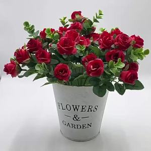 SMR | 2/6pcs Artificial Flowers Silk Rose Bouquet Home Decor Table Garden Eucalyptus Leaves Valentines Day Fake Plants Wedding Party