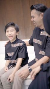Baju Koko Couple Ayah dan Anak Bahan Katun Lengan Pendek AZMI Series by Althaff - Kemeja Muslim Pria Dewasa dan Anak Laki-laki Terbaru