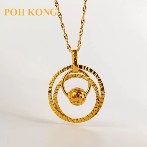 POH KONG 916/22K Yellow Gold Tranz Classic Collection Circle Pendant (2023)
