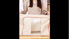 Large Capacity Clothes Storage BagsStackable Storage Organizer with Foldable Metal Frame Zipper Handles Clear Window