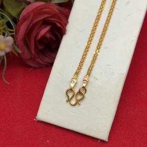 สร้อยคอทองลายคตกิตแบน ลายโซ่ ความยาว 18 นิ้ว ชุบทอง งานสวย ทำจากทองเหลือง ใส่แทนของจริงได้ สร้อยแฟชั่น พร้อมส่ง