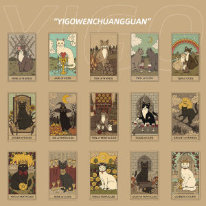 หน้าจอพิมพ์ลาย Tarot Cat ป้องกันน้ำ 72 ชิ้นสำหรับ iPhone 7/8/X/11 pro Max iPad Air/Pro ปกบันทึกโน้ตบุ๊กคอมพิวเตอร์