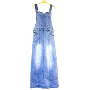 Overall denim skirt jumpsuit girl pinafore perempuan skirts 吊带牛仔长裙