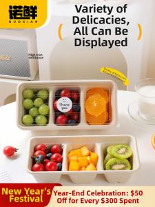 NUOXIAN | Long Triple-Section Disposable Meal Box for Light Food