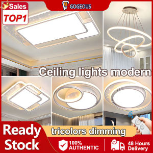GOGEOUS Crystal ceiling lights modern design Super Bright tri color led ceiling light with remote lights for ceiling living room ceiling light center light for ceiling ceiling lamp for dining room bathroom bedroom kitchen