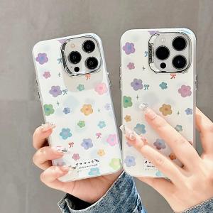 ขนนกเลเซอร์ไอเอ็มดีมีฮู้ดสำหรับโทรศัพท์มือถือหลากสีน่ารักดอกไม้เคสกันกระแทกกันน้ำกันตก Apple เคสป้องกัน iPhone