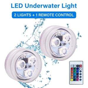 RGB LED Underwater Light With Remote Control 3LEDs Submersible Lamp Battery Powered For Swimming Fish Tank Pool Party Lighting