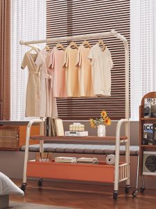 ตู้เสื้อผ้าตั้งพื้นสไตล์ยุคกลางๆ ห้อยเสื้อผ้าในห้องนอน ตู้เสื้อผ้าแบบเคลื่อนที่ได้ในบ้าน ตู้เสื้อผ้าแบบอเนกประสงค์สำหรับใช้ในร่ม