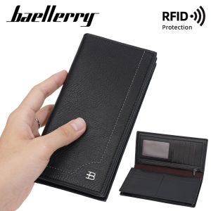 MLZH | Mens Long Wallet Multiple Card Anti Theft High-end Thin Zippered Leather Wallet