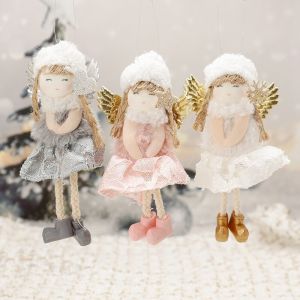 Cute Lace Angel Doll Christmas Tree Pendant Decorations Home Christmas Window Ornament Christmas New Year Gifts 2024