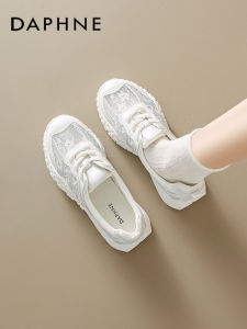 Daphne | Breathable Lace-Up Platform Womens White Shoes