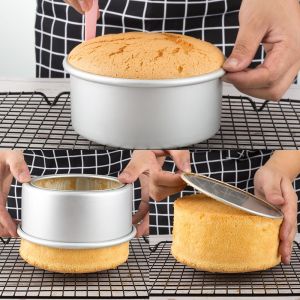 Round Cake Pan 4/6/8 Inch Aluminum Alloy Bakeware Baking Tray & Pans Non-Stick Cake Pastry Molds Small Cheesecake Pan With Removable Bottom Oven-Safety