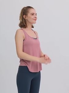 alo Áo vest yoga nhẹ mùa hè cho phụ nữ bằng modal U Áo crop top không tay cho thể dục thể thao chạy bộ áo sơ mi ngắn tay