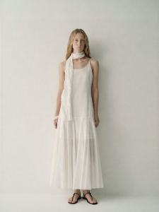 INSIS FEMME | Pure Cotton Fine Spun Twist Yarn Artistic Fit-and-Flare Halter Dress