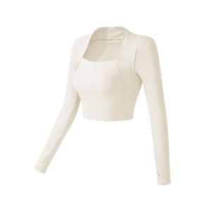 เสื้อผ้าโยคะแขนยาวสำหรับผู้หญิง ฤดูใบไม้ร่วง/ฤดูหนาว 2025 เสื้อออกกำลังกายสั้นแบบใหม่พร้อมแผ่นเสริมหน้าอก ออกกำลังกาย Pilates เสื้อผ้าออกกำลังกาย
