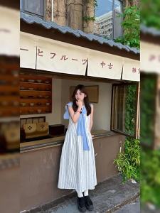 Y6Y | Waist-accentuating Striped College Style Dress
