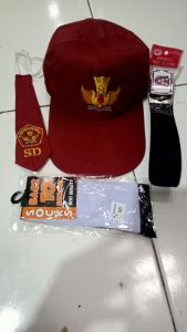 Paket Hemat Topi+Dasi+Sabuk+Kaus kaki SD SMP SMA Logo Bordir Computer Cewek Cowok