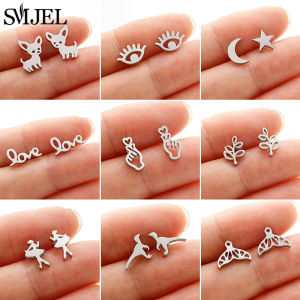 SMJEL Multiple Stainless Steel Stud Earrings for Women Girls Fashion Ballet Dinosaur Chihuahua Dog Earrings Jewelry Punk Gifts