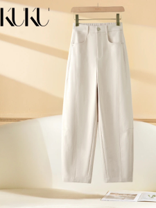 Khaki Wide Leg Pants Womens High Waist Casual Loose Narwhal Pants Slimming Casual Harlan Pants Polyester Fiber Harajuku Style
