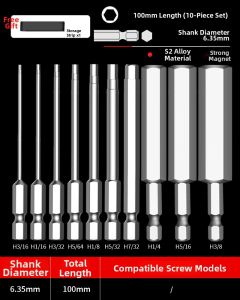 HONGQISHI | Magnetic Long Electric Screwdriver Bits Set