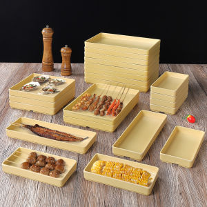 Commercial Rectangular Formaldehyde Resin BBQ Plate Restaurant Hot Pot Roast Meat Side Dish Fried Skewer Tray Dining Dish
