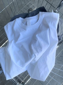 Loose Fit Pure Cotton Sleeveless Fitness Tank Top Mens Summer Casual Wear American High Street Trend Brand Outdoor T-Shirt