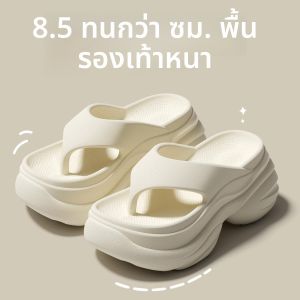 รองเท้าแตะส้นหนาสีดำสำหรับผู้หญิง รองเท้าแตะชายหาดกันลื่น รองเท้าแตะสวมสบาย รองเท้าแตะส้นสูงสำหรับใส่ไปเที่ยวชายหาดในช่วงฤดูร้อน