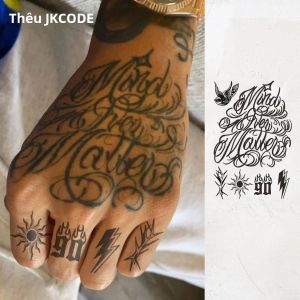 Hình Xăm Tay Chống Nước Cho Nam - Thiết Kế Street Graffiti Mind Over Matter - Hình Xăm Tạm Thời Thông Thường Thoáng Mát Cho Ngón Tay Cổ Và Đầu Kéo Dài 15 Ngày