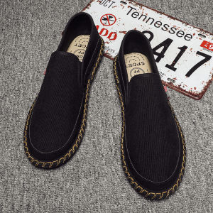 Beijing Style Canvas Shoes Breathable Soft Bottom Slip-On Mens Casual Shoes Summer Lazy Shoes round Toe Flat Heel Rubber Outsole