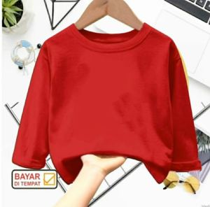 kaos atasan polos lengan panjang usia 1-12 tahun