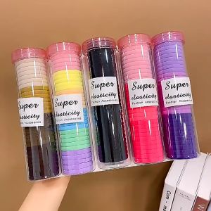 Hộp 20 Chun Buộc Tóc Nhiều Màu Sắc Dây Buộc Tóc Trơn Kèm Ống Đựng Trong Suốt Tiện Lợi Dành Cho Bé BT03