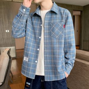 ROMON | เสื้อเชิ้ตแขนยาวลำลองสำหรับผู้ชาย ทรงหลวม ทรงปกติ ฤดูใบไม้ผลิและฤดูร้อน แฟชั่นใหม่ ลายทาง ไม่ต้องรีด แจ็คเก็ตเสื้อผ้าทำงาน