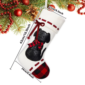 Pet Christmas Socks Red and Black Plaid Dog and Cat Christmas Gift Bag Christmas Tree Pendant Festive Atmosphere Gift Bag