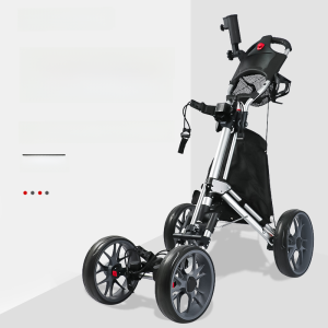 Golf Four-Wheel Bag Car Hand Pull Cart Youth Competition Hand Push Cart Foldable with Brake Water Bottle Rack Golf Ball Cart